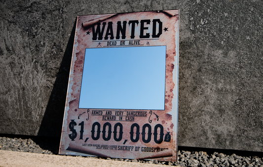 Wanted Poster Spiegel – Zoek Jezelf als Gezochte Bandiet!